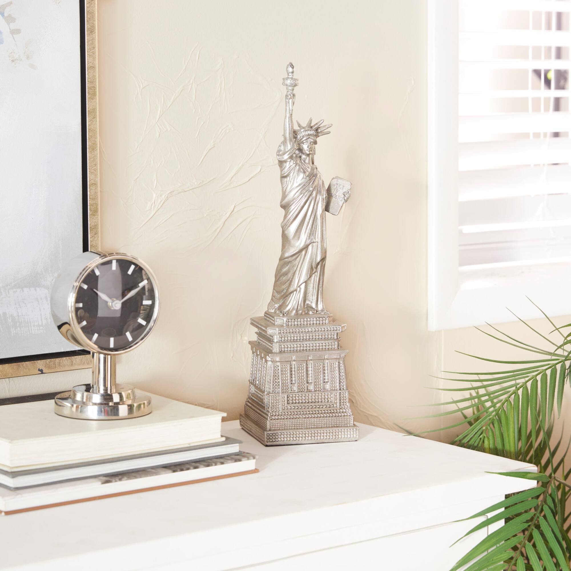 Silver Polystone Traditional Sculpture, 17" x 5" x 5"